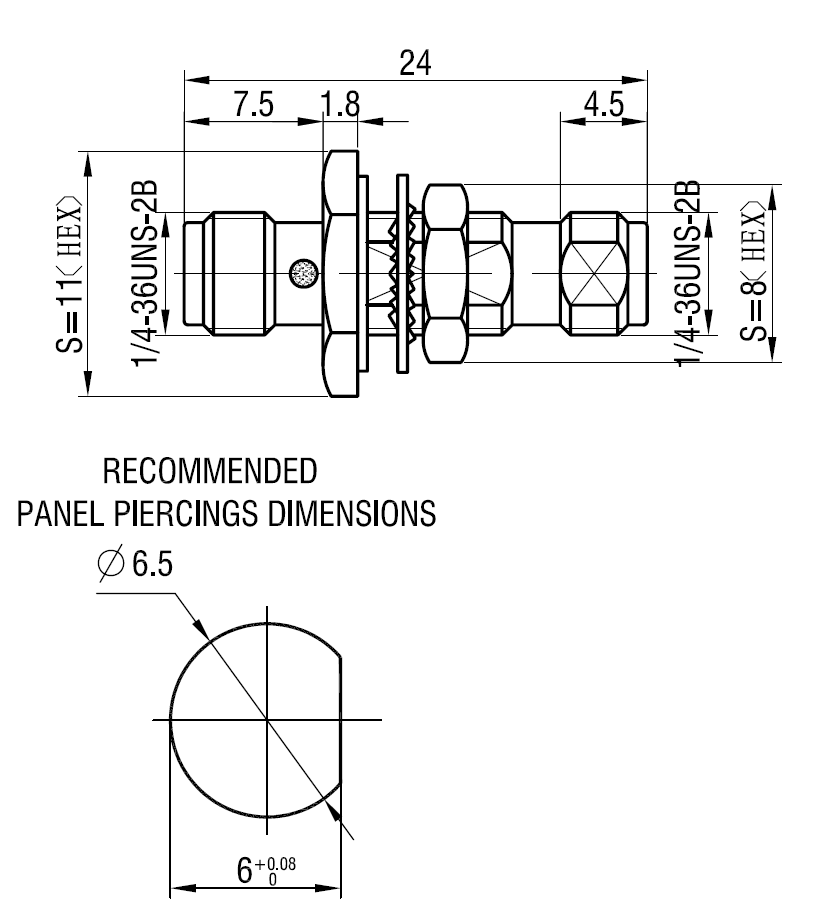 sma bulkhead drawing CAD specification