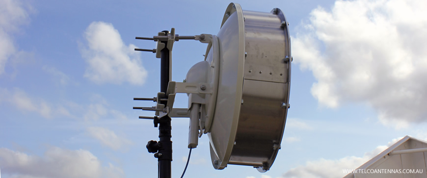 rooftop mounted rocket dish 24 M2 backhaul link