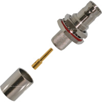 BNC Female Hex Bulkhead Crimp Connector - LMR400/RG8