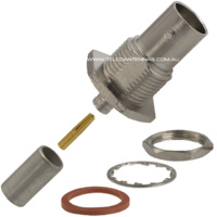 BNC Female Hex Bulkhead Crimp Connector - RG58/LMR195/Belden 9907
