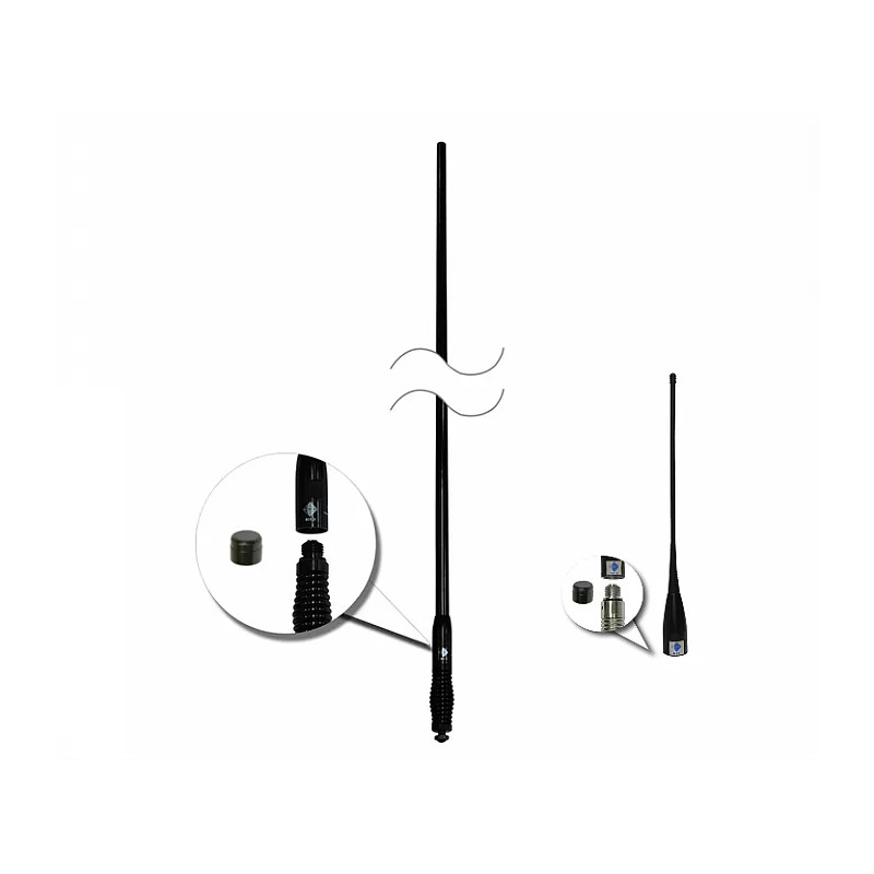 RFI CDQ5000 + CDQ34 BLACK RUGGED 5DBI UHF CB DUAL ANTENNA PACKAGE