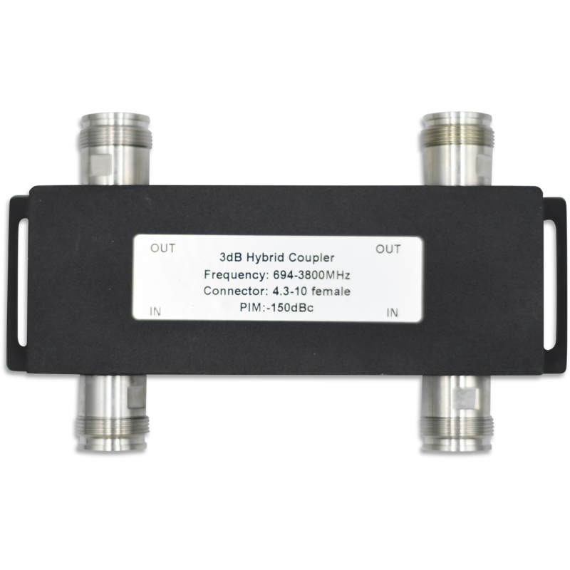 Telco Hybrid Coupler - 4.3-10 Female - 2x2 Ports - 3dB - 694-3800MHz