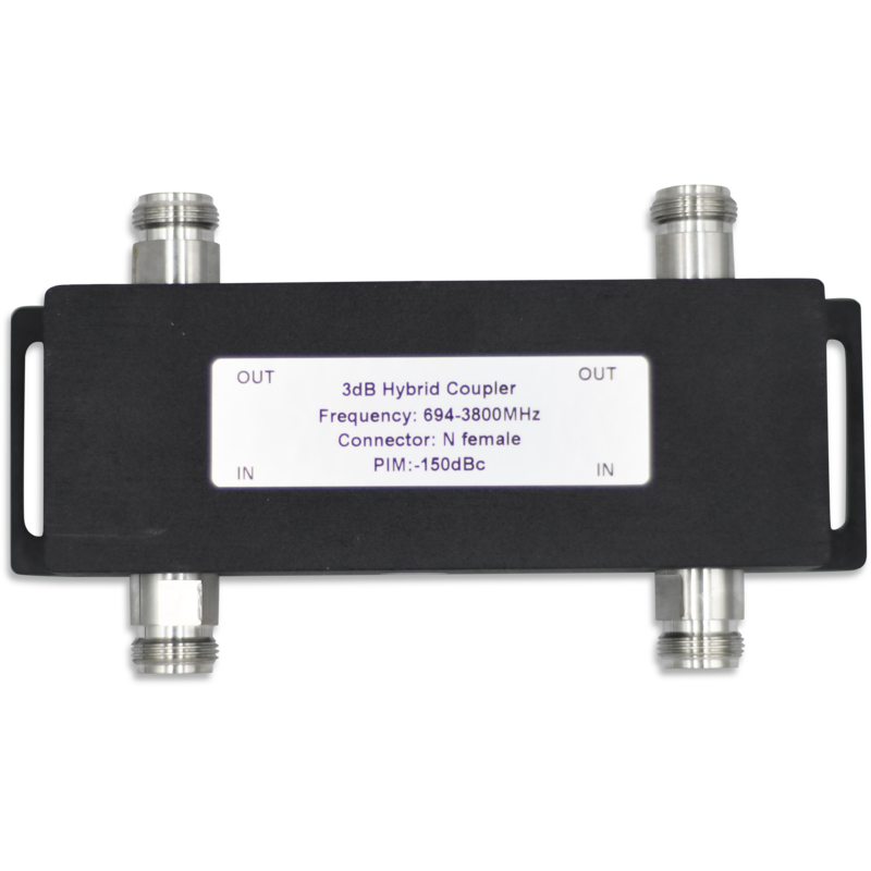 Telco Hybrid Coupler - N Female - 2x2 Ports - 3dB - 694-3800MHz