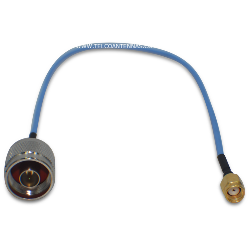 N Male to Reverse Polarity SMA Male RG405 Semi-Flex Patch Lead - 30cm