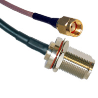 RP-SMA Male to N Female Bulkhead Patch Lead - 15cm Cable