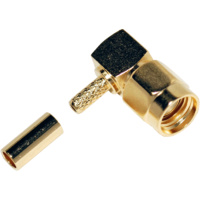 RP-SMA Male Right Angle Crimp Connector - RG174/RG316/LMR100