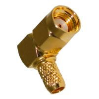 RP-SMA Male Right Angle Crimp Connector - RG58/LMR195/Belden 9907