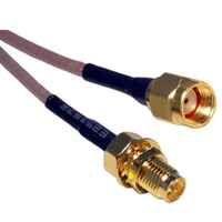 RP-SMA Male to RP-SMA Female Bulkhead Patch Lead - 15cm Cable