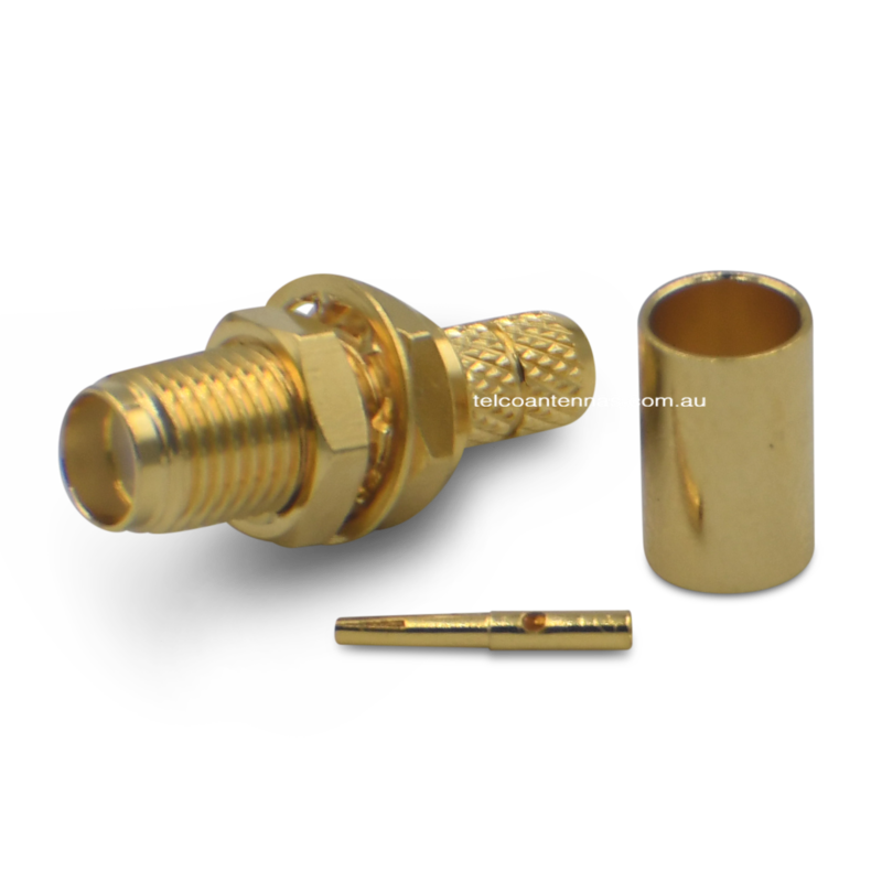 SMA Female Bulkhead Crimp Connector - RG58/LMR195/Belden 9907