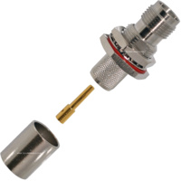 TNC Female Hex Bulkhead Crimp Connector - LMR400/RG8