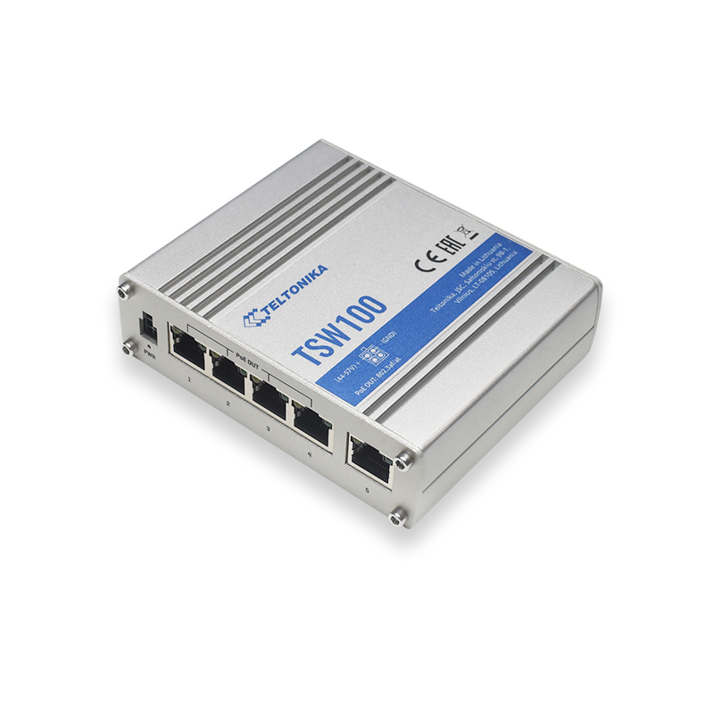 Teltonika TSW100 Industrial Unmanaged PoE Ethernet Switch