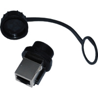IP67 Panel Mount RJ45 Coupler, Feed-Thru, Shielded - With IP67 Cap