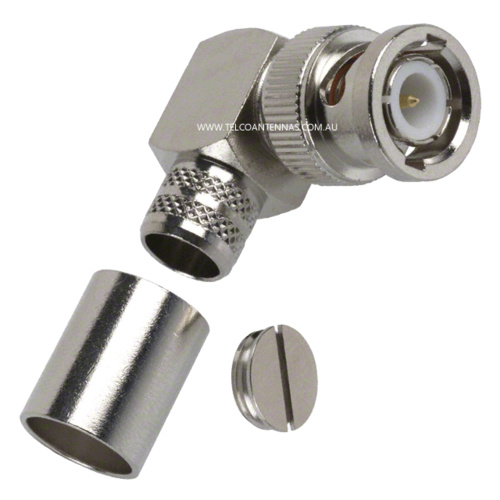 BNC Male Right Angle Crimp Connector - LMR400/RG8