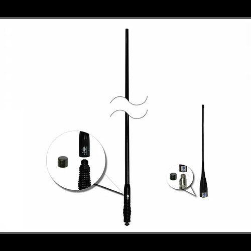 RFI CDQ5000 + CDQ34 BLACK RUGGED 5DBI UHF CB DUAL ANTENNA PACKAGE