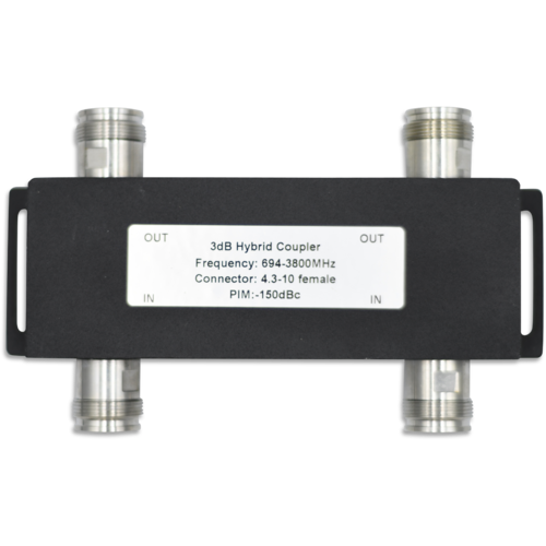 Telco Hybrid Coupler - 4.3-10 Female - 2x2 Ports - 3dB - 694-3800MHz