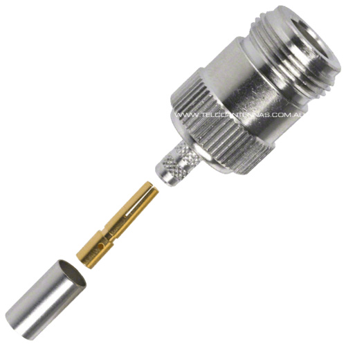 N Female Crimp Connector - RG58 / LMR195 / Belden 9907
