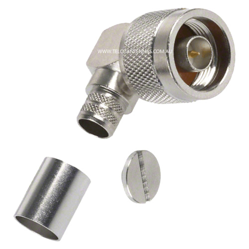 N Male Right Angle Crimp Connector - LMR400/RG8