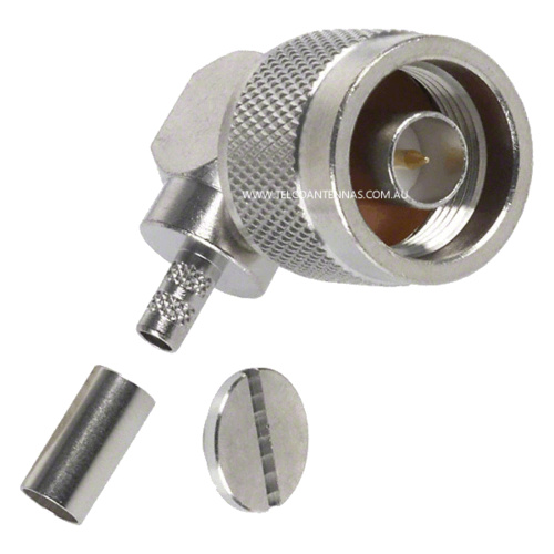 N Male Right Angle Crimp Connector - RG58/LMR195/Belden 9907