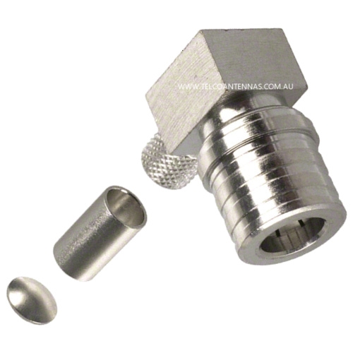 QMA Male Right Angle Crimp Connector - RG58/LMR195/Belden 9907