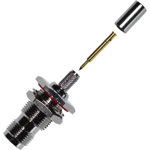 RP-TNC Female Bulkhead Crimp Connector - RG58/LMR195/Belden 9907