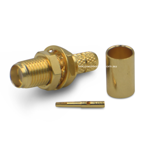 SMA Female Bulkhead Crimp Connector - RG58/LMR195/Belden 9907