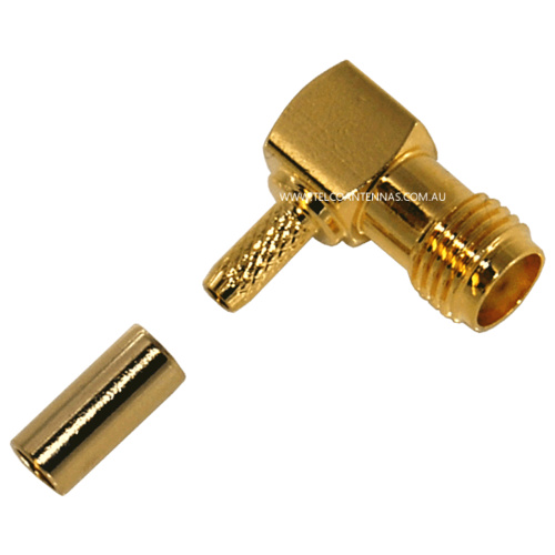 SMA Female Right Angle Crimp Connector - RG174/RG316/LMR10