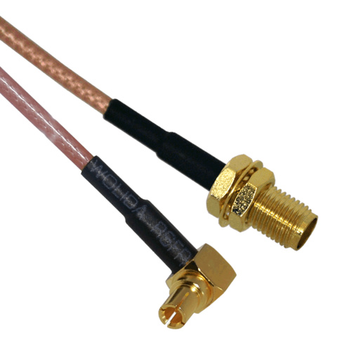 TS9 Right Angle to SMA Female Patch Lead - 15cm Cable